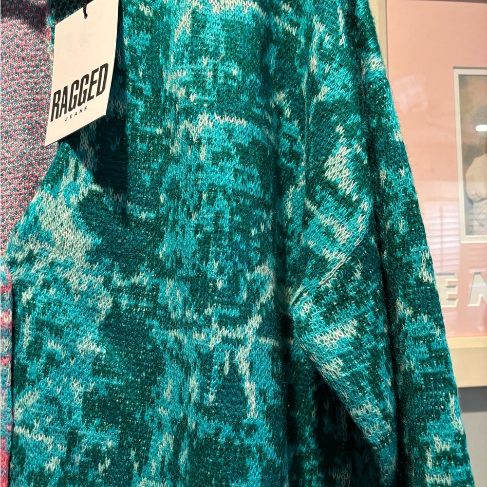 Ragged Priest Pink and Green Women's Cardigan Sweater - Picture 2 of 5